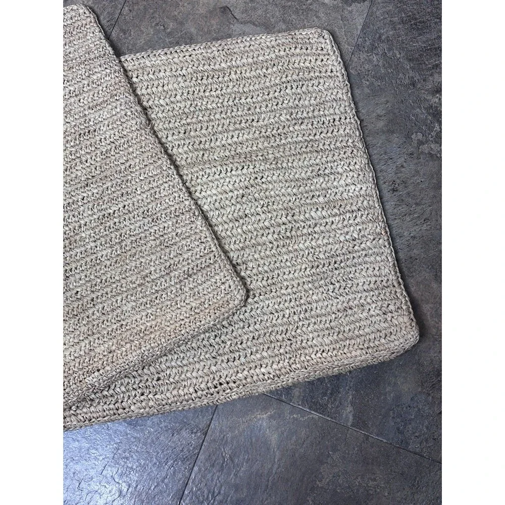 Set of 2 Potterybarn Raffia Straw Square Boho Pillow Sham Covers 18x18